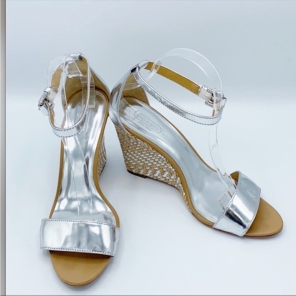 Coach Open Toe Ankle Strap Wedges - Picture 1 of 8